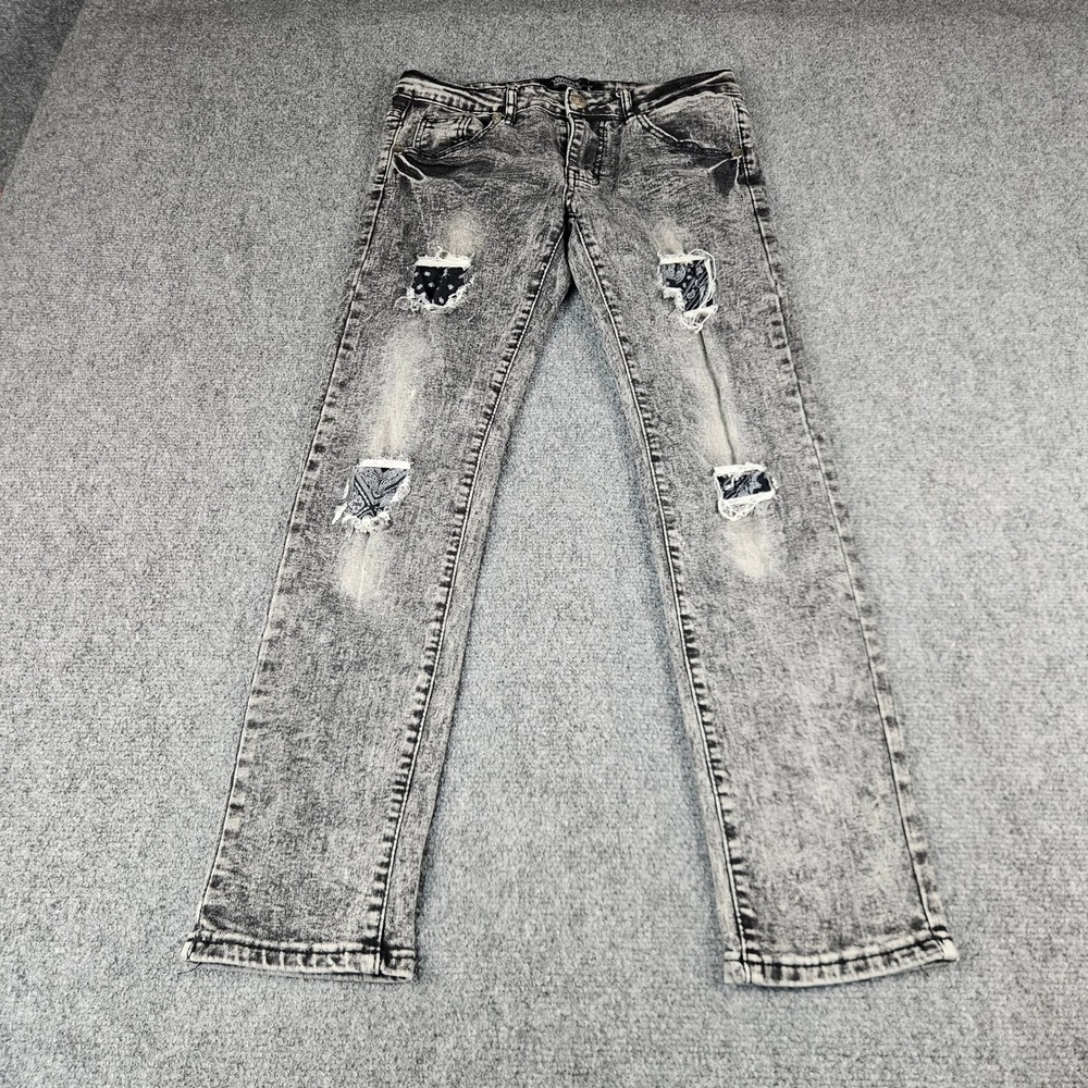Trestles‎ Supply Co Acid Wash Distressed Bandana Patch Jeans Grey Size 16